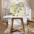 thumbnail image 4 of Finmind 47-inch Dining Table for 4 People, Modern Kitchen Table with Wooden Legs for Kitchen and Dining Room, Small Space, White and Brown, 4 of 8