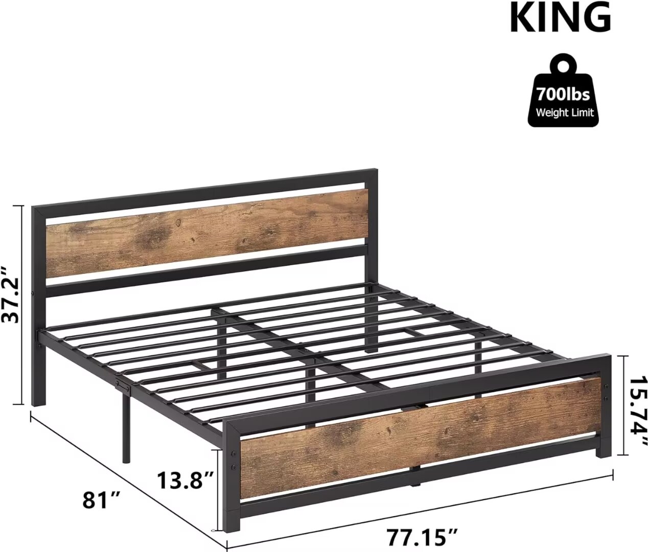 Full Size Platform Bed Frame with Wood Headboard, Heavy Duty Slat Support, 14 inch Mattress Foundation No Box Spring Needed, Brown