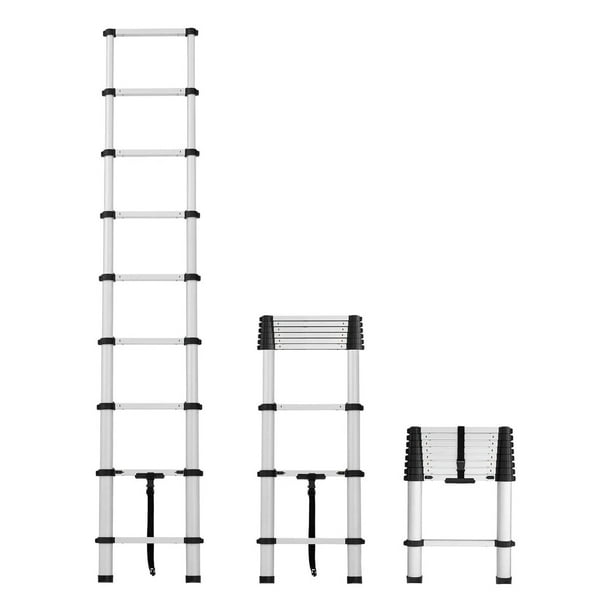 Escalera Telescópica Aluminio 2 Metros Retráctil Plegable - Soporta 150 kg - Diseño Compacto Portátil con Seguros de Bloqueo,Azul,Unitalla