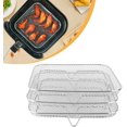 thumbnail image 4 of GYZOUKA 3PCS Fryer Rack Set 8 Inch Dehydrator Rack 304 Stainless Steel Stackable Multi Layer Fryer Basket (Square), 4 of 8
