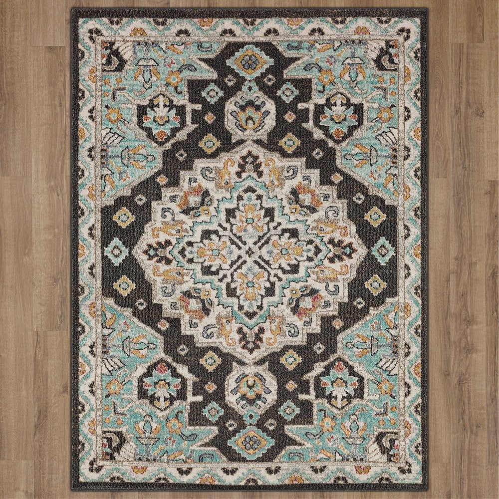 Mohawk Home Huffman Indoor Ornamental Area Rug, Black, 6' x 9'