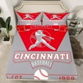 thumbnail image 2 of jejeloiu Cincinnati Full Size Sheets,Ball Game Lover Bed Sheets,Baseball Sport City Sheet Sets For Children,Super Cozy Room Decor,4-Piece, 2 of 6