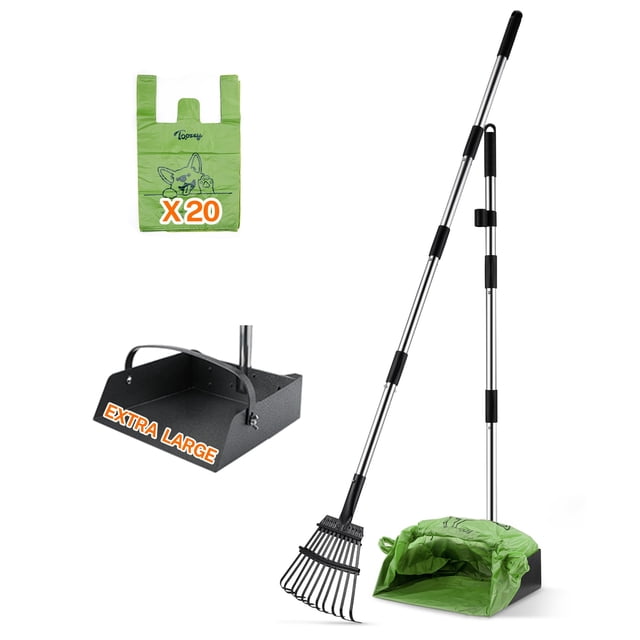 Recogedor de excrementos para perros Toozey de acero inoxidable con mango de 137 cm