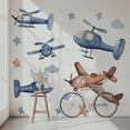 thumbnail image 1 of Adhesivos de pared con dibujos animados de aviones, helicópteros, nubes, estrellas,, 1 of 3