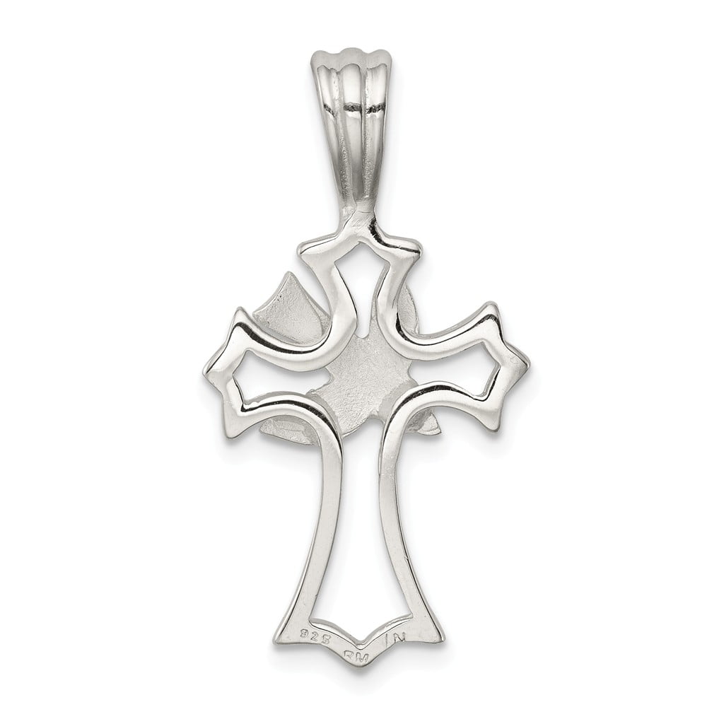 Solid 925 Sterling Silver Dove Cross Pendant 31mm x 15mm