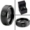 thumbnail image 4 of Tungsten Quote I Love You 3000 Engraved Band Ring 8mm Men Women Comfort Fit Black Step Bevel Edge Brushed Polished, 4 of 4