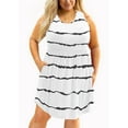thumbnail image 1 of SHOWMALL Robe d'Été Grande Taille pour Femmes Rayée Blanche 3X Décontractée Sans Manches Col Rond Fluide Plissée Soleil Plage Bohème Élégante Babydoll avec Poches, 1 of 7