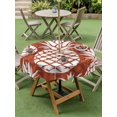 thumbnail image 4 of Outdoor Tablecloth with Umbrella Hole for Patio/Picnic/Party/Camping, Red Pineapple Waterproof Table Cloth Round Cover Washable, Tropical Summer Botanical Fruits (Dia 54"), 4 of 9