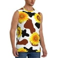 thumbnail image 2 of Uemuo Cow Print Sunflower Pattern Men's Sleeveless T-Shirt,Muscle Athletic Tank Top, Moisture-wicking Quick-dry Breathable Classic Tee Top for Gym Run Outdoor Sports-XX-Large, 2 of 8