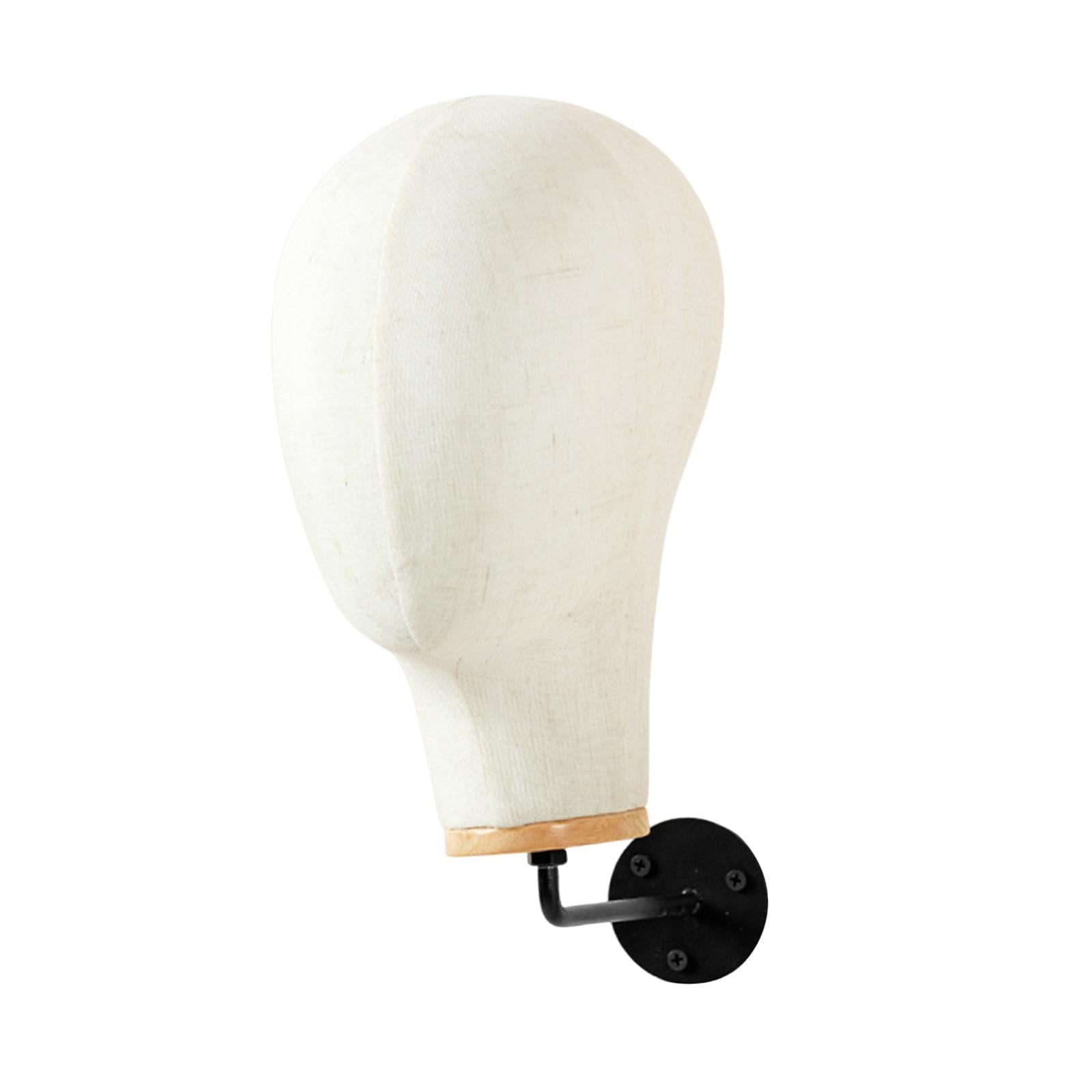 Serenable Manikin Head Canvas Mannequin Wall Mounted Sturdy Hair Hats Hairpieces Multipurpose Hat Display Stand Beginner Home Salon 15cm Hook