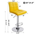 thumbnail image 5 of Modern Square PU Leather Adjustable Bar Stools with Back, Set of 2, Counter Height Swivel Stool by Leopard (Yellow), 5 of 5
