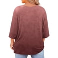 thumbnail image 4 of Lkhaha 2026 Womens T Shirts Fashion Tops Hollow Out Collar Short Sleeve Casual Crew NeckDaily Clothing Brick Red 4XL, 4 of 5