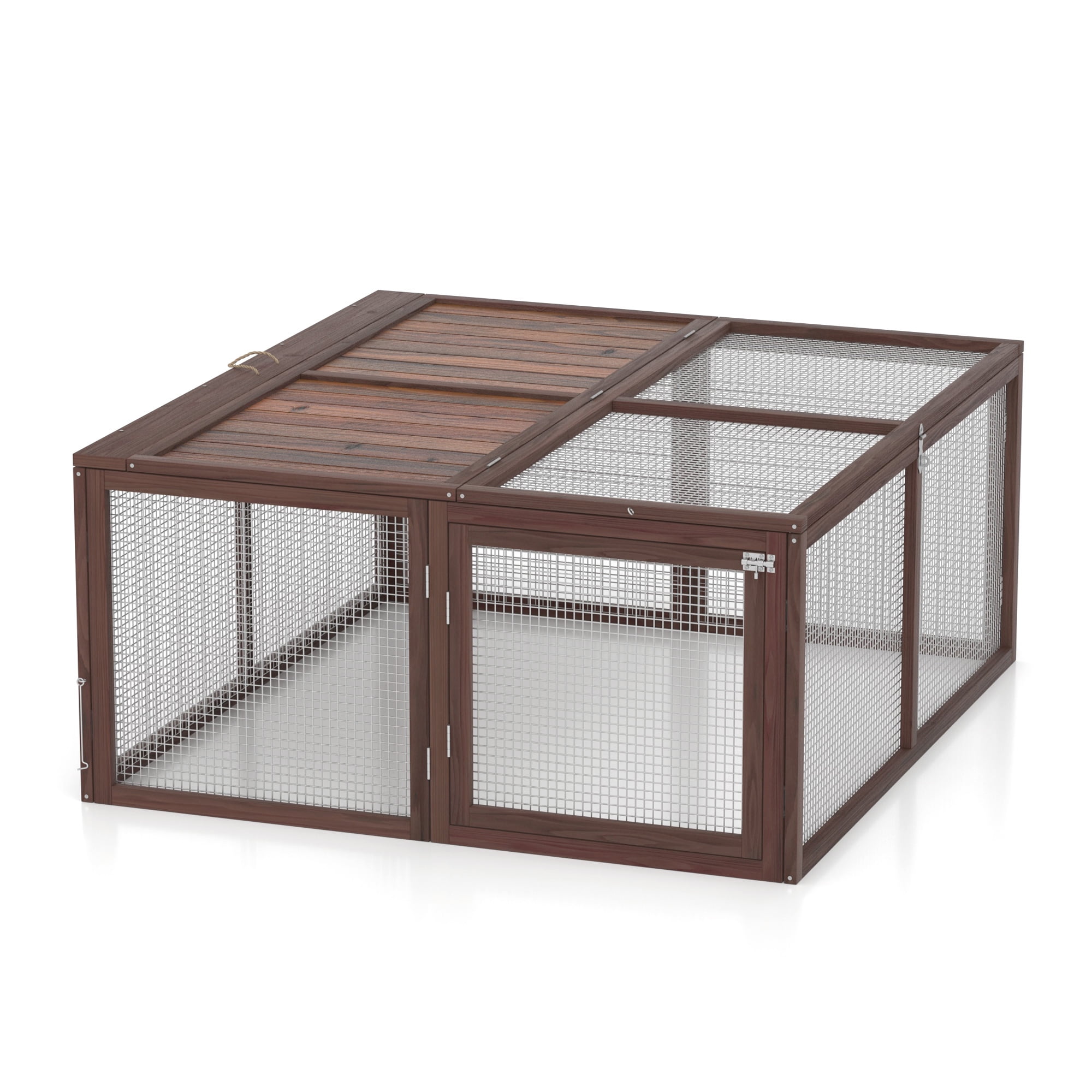 Portable Chicken Coop Run Rabbit Hutch Outdoor Small Animal Cage House Wooden Poultry Enclosure for Bunny, Duck, Chick, Quail, No Assembly Required