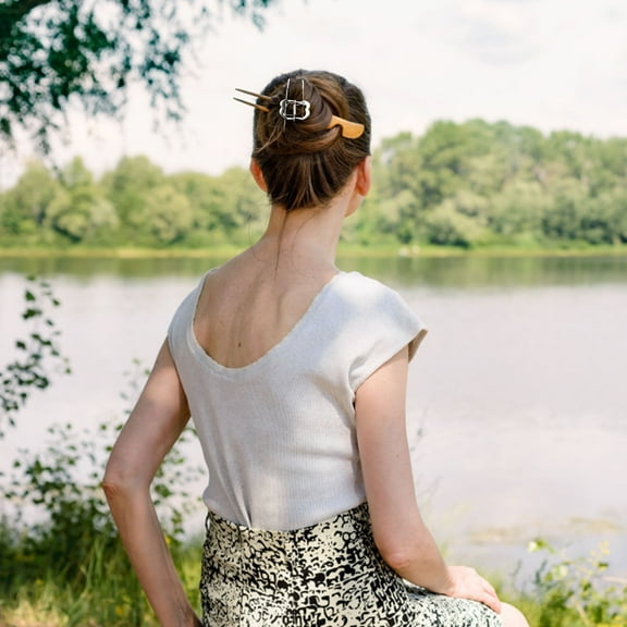 LEORX 2 Pcs Hair Claw Clips for Women Silver Durable Claw Shape