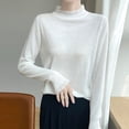thumbnail image 6 of UAMVSH Womens Mock Neck Sweater Ruffle Long Sleeve Pullover Sweaters Fall Outfits Casual Loose Knit Base Layer Tops, 6 of 6