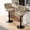 Khaki, variant on Modern Bar Stools Set of 2, Adjustable Faux Leather Upholstered Swivel Bar Stools, Counter Bar Chairs with Back for Kitchen Island, Khaki