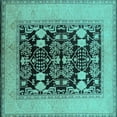 thumbnail image 1 of Ahgly Company Indoor Square Oriental Turquoise Blue Industrial Area Rugs, 6' Square, 1 of 4