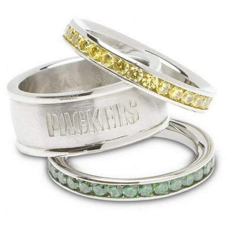 NFL - Green Bay Packers Team Logo Crystal Stacked Ring Set