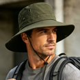 thumbnail image 7 of Sun Hats for Men Women Boonie Hat Foldable Wide-Brimmed Breathable Fishing Hat UPF 50+ Bucket Hat for Fishing Hiking Garden Sai Beach Travel Outdoor Army Green Free Size(Free Size), 7 of 7