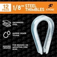 thumbnail image 2 of Galvanized Steel Thimbles for Wire Rope - 1/8 Inch - Marine Rigging, Sailing, Boat Anchor, Fishing, Railing, DIY, Hobby, Commercial, Industrial Applications - by Xpose Safety Pack of 12, 2 of 6
