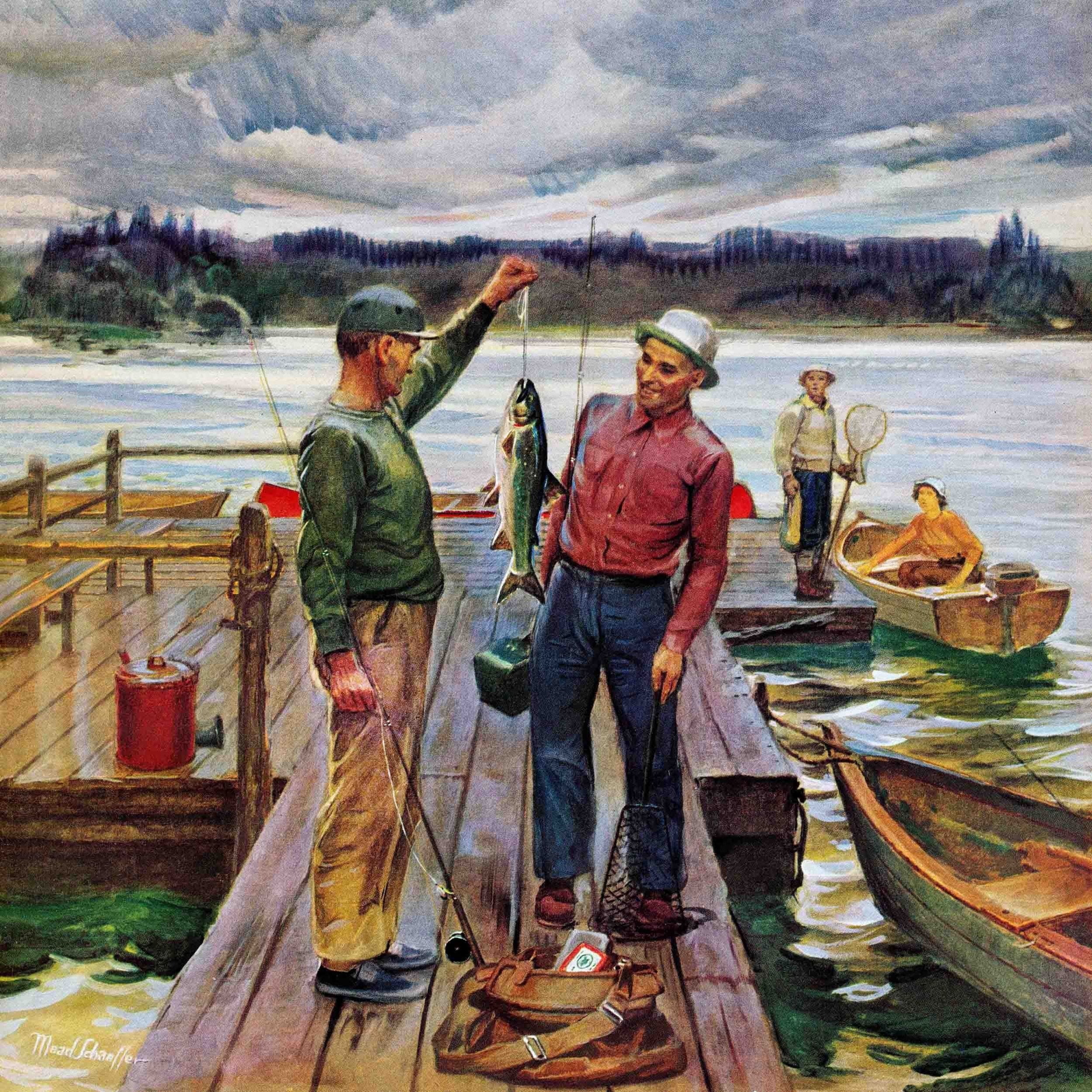 Marmont Hill Showing Off the Big One by Mead Schaeffer Painting Print on Canvas