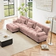thumbnail image 2 of Gewnee Luxury Modular Deep Seat Pink Chenille Sectional Sofa Couch with Convertible Ottoman,Oversized L Shaped Cloud Couch for Living Room, 2 of 14
