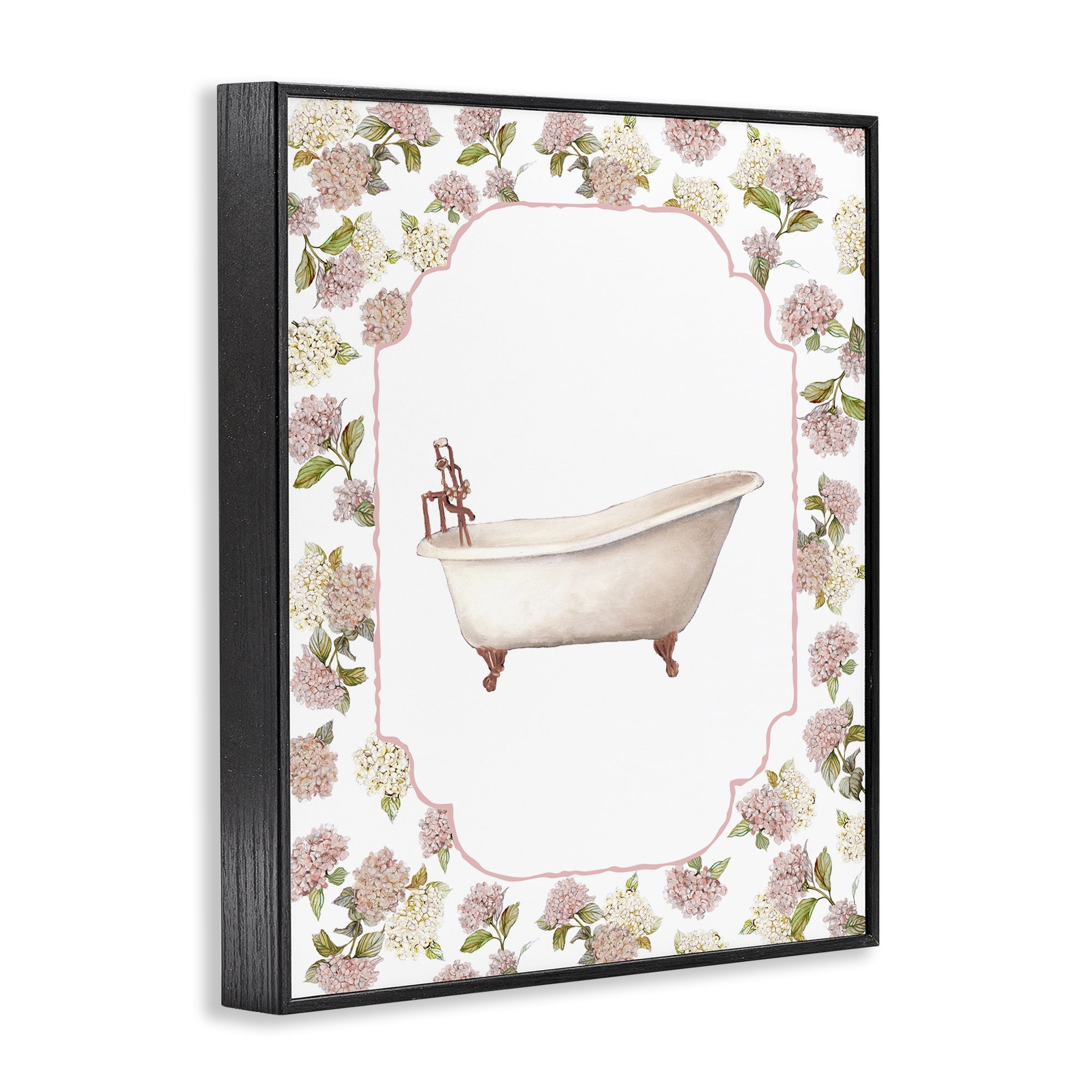 Stupell Industries Elegant Hydrangeas Bathtub Black Framed Giclee Art, design by Carol Robinson
