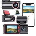 thumbnail image 1 of 3 cámaras Car Dash Cam 1080P Delantero Trasero Interior, Gran angular de 170°, Pantalla de 4", Visión nocturna, Grabación en bucle, Detección de colisiones, Monitor de estacionamiento, Velocidad de, 1 of 7