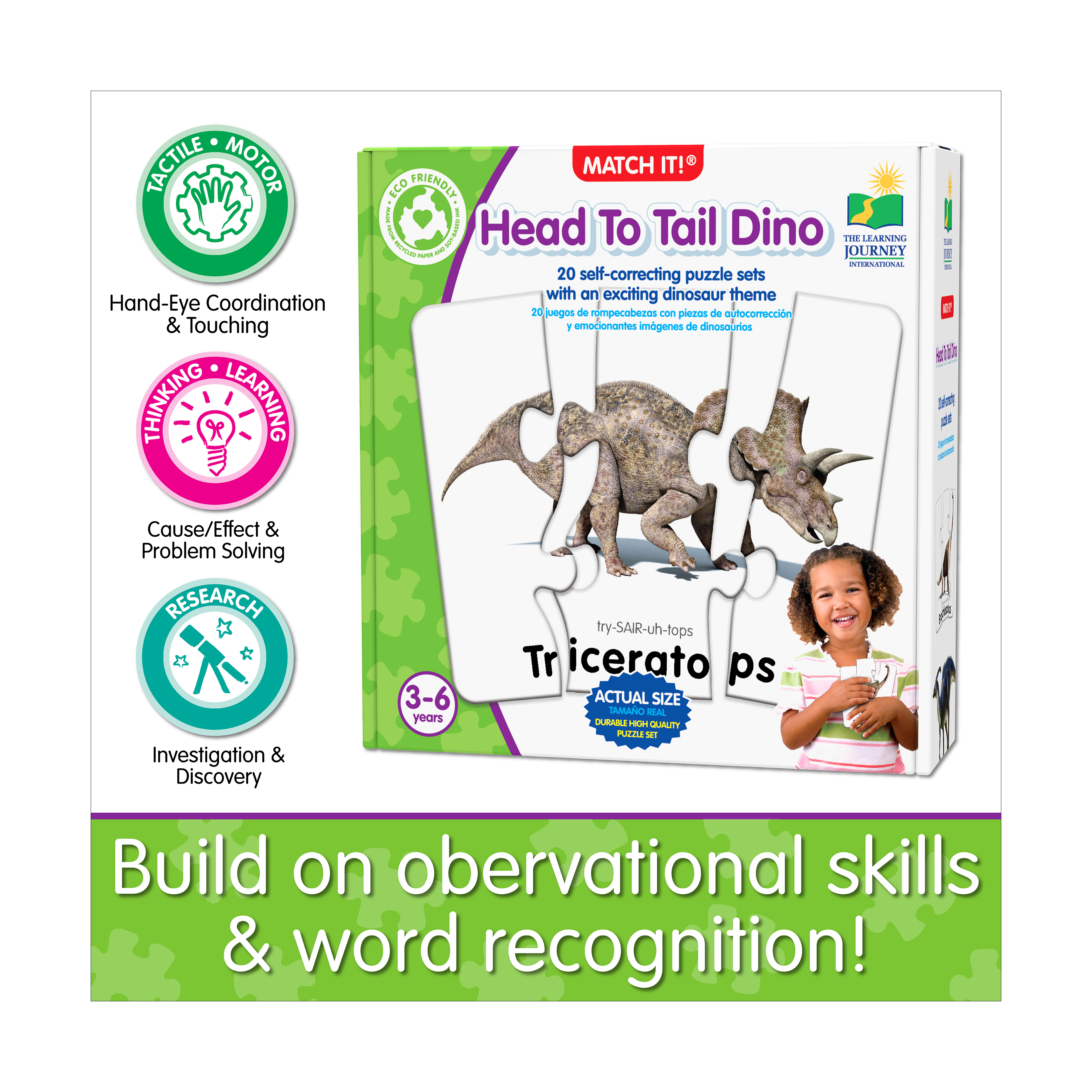The Learning Journey Match It! - Head to Tail Dino