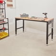 thumbnail image 1 of Adjustable Workbench, 60" L X 22" W Multi-Purpose Work Bench with 28-39.5" Height Range and 2000 lbs Capacity, Power Outlets & Hardwood Top & Metal Frame & Foot Pads, Workshop Garage Table, 1 of 8