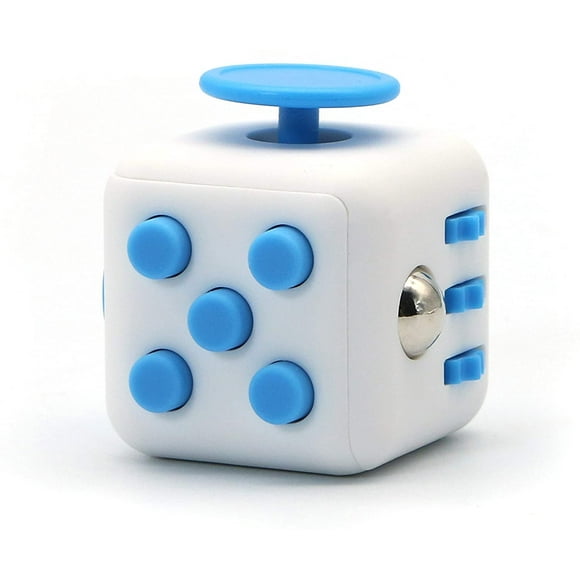BAMAIA Fidget Cube Stress Anxiety Pressure Relieving Toy Great for Adults and Children[Gift Idea][Relaxing Toy][Stress Reliever][Soft Material](White & Blue)
