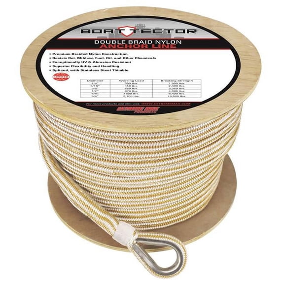 Extreme Max 30062285 BoatTector Double Braid Nylon Anchor Line with Thimble - 3