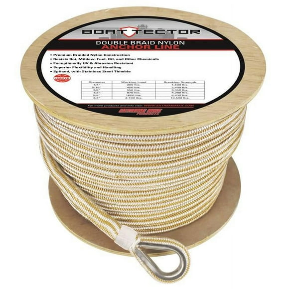 Extreme Max 3-4X300 W-G W-THIMBLE 0.75 Po x 300 Pi Ligne d'Ancrage en Nylon Double Tresses avec Couvercle