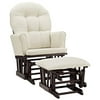 Angel Line Brookside Semi-Upholstered Glider and Ottoman, Espresso with Beige Cushions
