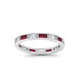 thumbnail image 6 of Full Eternity Baguette Wedding Band Ring Ruby CZ 925 Sterling Silver Size 6, 6 of 7