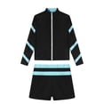 thumbnail image 3 of Yeahdor Kids Girls 2Pcs Gym Workout Outfit Long Sleeve Stand Collar Coat with Shorts Exercise Running Sportswear Light Blue 16, 3 of 5