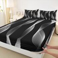 thumbnail image 3 of jejeloiu Abstract Geometric Line Full Size Sheets,Gray Stripes Bed Sheets For Men Women 4-Piece, 3 of 7