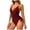 Wine, variant on CHGBMOK One Piece Swimsuit Women One Piece Swimsuit Tummy Control Deep V Neck Straps Bathing Suit S-XL