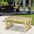 thumbnail image 2 of 2-Person Wood Outdoor Garden Bench w/ Wagon Wheel Leg Design, 2 of 10