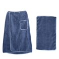 thumbnail image 1 of Toalla de baño portátil para hombre, bata de baño para spa, toallas de algodón para envolver el cuerpo con bolsillo, envoltura de baño ajustable, 31,5x59 pulgadas (azul), 1 of 5