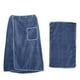 thumbnail image 1 of Toalla de baño portátil para hombre, bata de baño para spa, toallas de algodón para envolver el cuerpo con bolsillo, envoltura de baño ajustable, 31,5x59 pulgadas (azul), 1 of 5