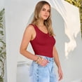 thumbnail image 5 of Womens Summer Tank Tops V Neck Sleeveless Shirts Ribbed Tanks Slim Fitted Casual Basic Tee Shirt, 5 of 7