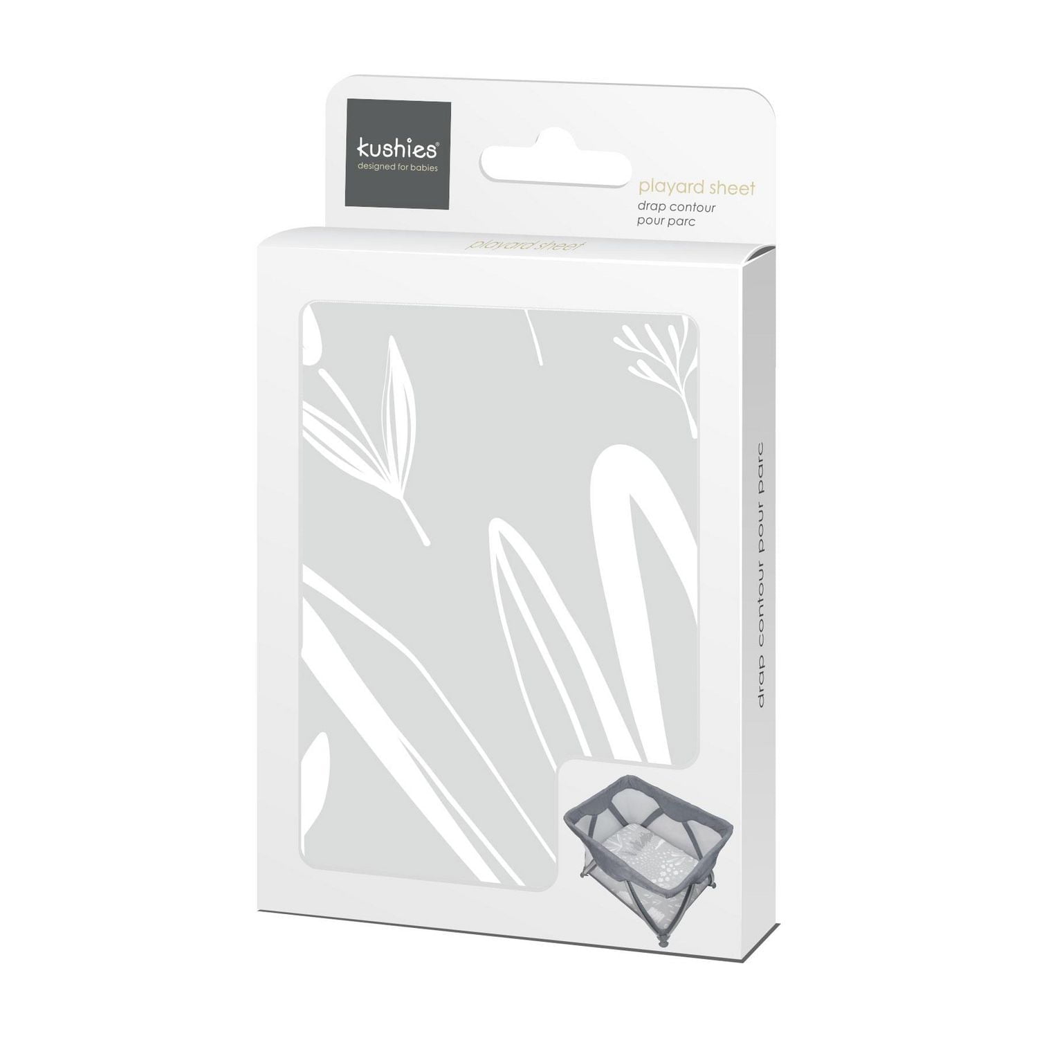 Kushies Pack n Play, Playard, Playpen Fitted Sheet  100%  Cotton Percale Soft, Breathable Cozy for baby - Bunny Grey