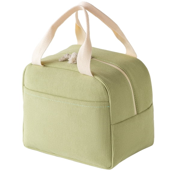 Lunch Box for Women, Cute Corduroy Insulated Lunch Bag, Wide Opening Reusable Bag with Front Pocket for Work, Office, School & Picnic/Green