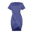 thumbnail image 5 of Rvasteizo Casual Dresses for Women Solid Round Neck Short Sleeve Waist Cinched Thin Summer Outfit, 5 of 5