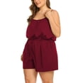 thumbnail image 2 of Pxiakgy jumpsuits for women Women Summer Plus Size Solid Sleeveless V-Neck Rompers Short Jumpsuits Rompers Plus Size Jumpsuit Red + XXL, 2 of 7