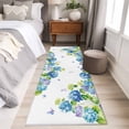 thumbnail image 4 of 2'x6' Rug Runners for Hallways Kitchen, Blue Hydrangea Non Slip Entryway Beside Floor Carpet Runner, Farmhouse Butterfly Spring Floral Washable Laundry Room Bedroom Throw Rugs Mat for Family Pet, 4 of 8