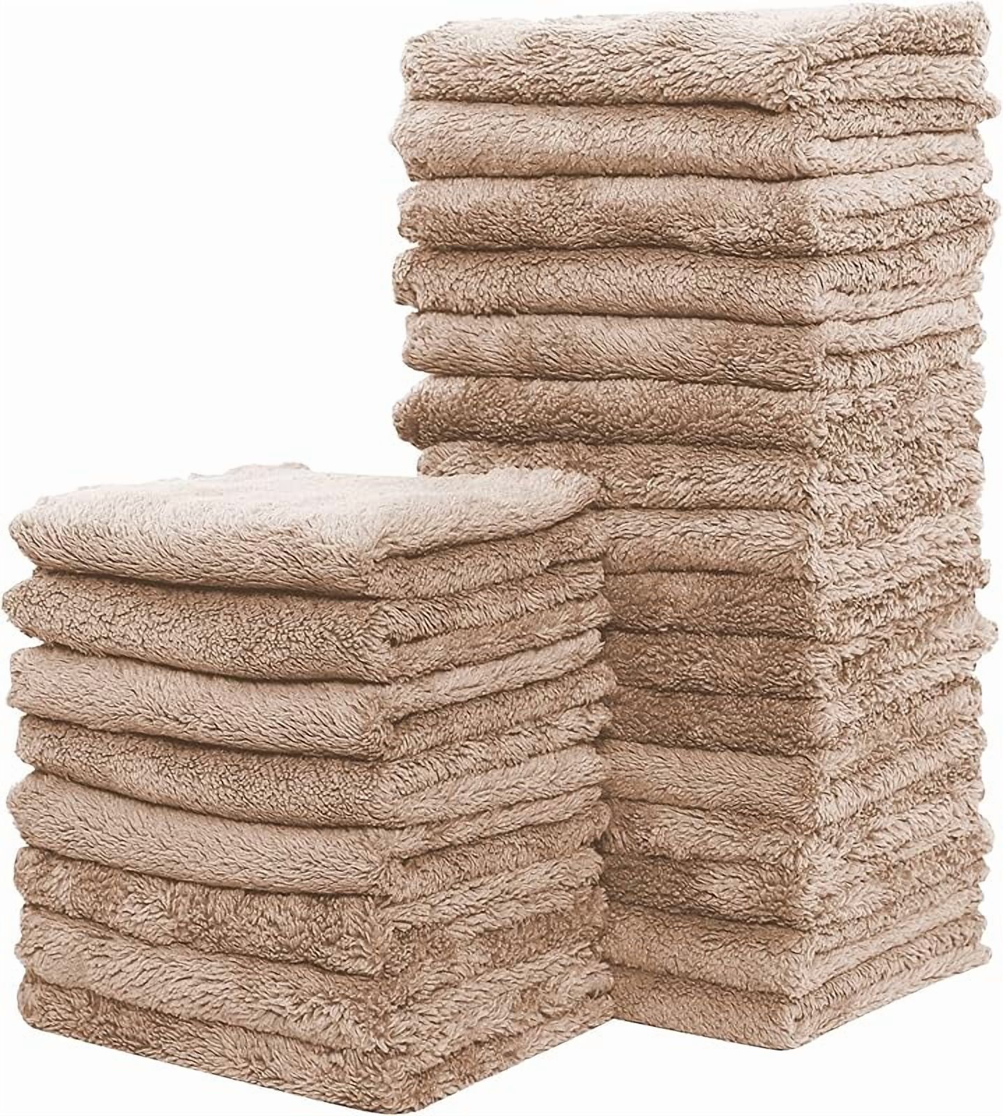 24 Pack Kitchen Dishcloths - Does Not Shed Fluff - Reusable Dish Towels, Dish cloths, Super Absorbent Coral Fleece Cleaning Cloths, Nonstick Oil Washable Fast Drying, 7 x 9 Inch (Multicolor)