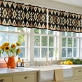 thumbnail image 4 of 2 Pack Brown Geometric Valance for Window Vintage National Style Kitchen Valance Rod Pocket Short Curtain Topper Decorative Window Treatment for Living Room Bedroom 54"x18", 4 of 8