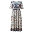 thumbnail image 4 of SZXZYGS Robes Midi pour Femmes Manches Longues Décontractées Boho Imprimé Robe Manches Courtes Col Rond avec Poches Robe Ample 2024, 4 of 5